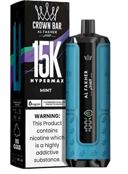 CROWN BAR AL FAKHAR HYPERMAX MINT 22ML 5% NIC RECHARGEABLE DISPOSABLE VAPE 5 COUNT BOX