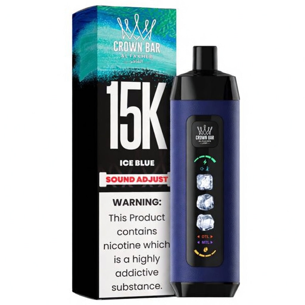 CROWN BAR AL FAKHAR ICE ADJUST ICE BLUE 22ML 5% NIC RECHARGEABLE DISPOSABLE VAPE 5 COUNT BOX