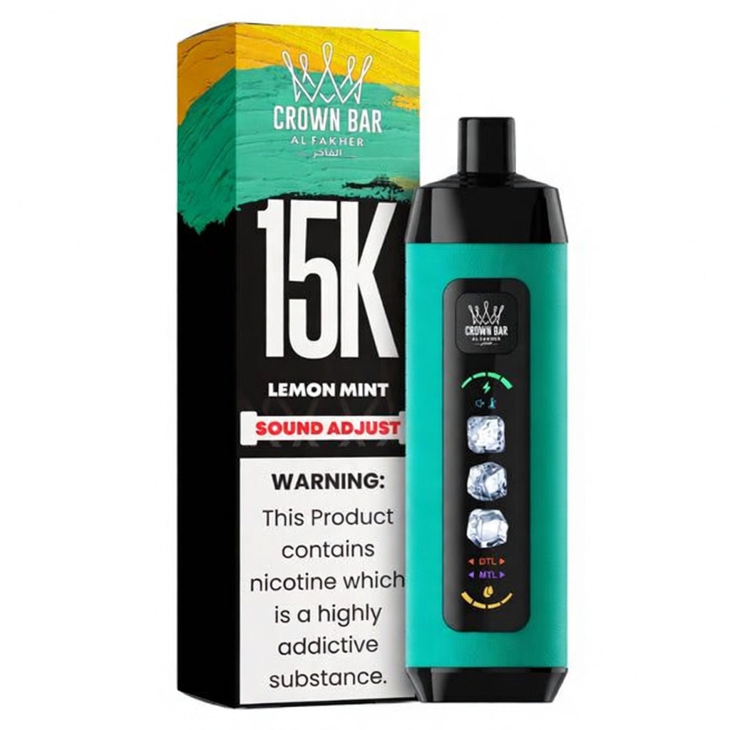 CROWN BAR AL FAKHAR ICE ADJUST LEMON MINT 22ML 5% NIC RECHARGEABLE DISPOSABLE VAPE 5 COUNT BOX