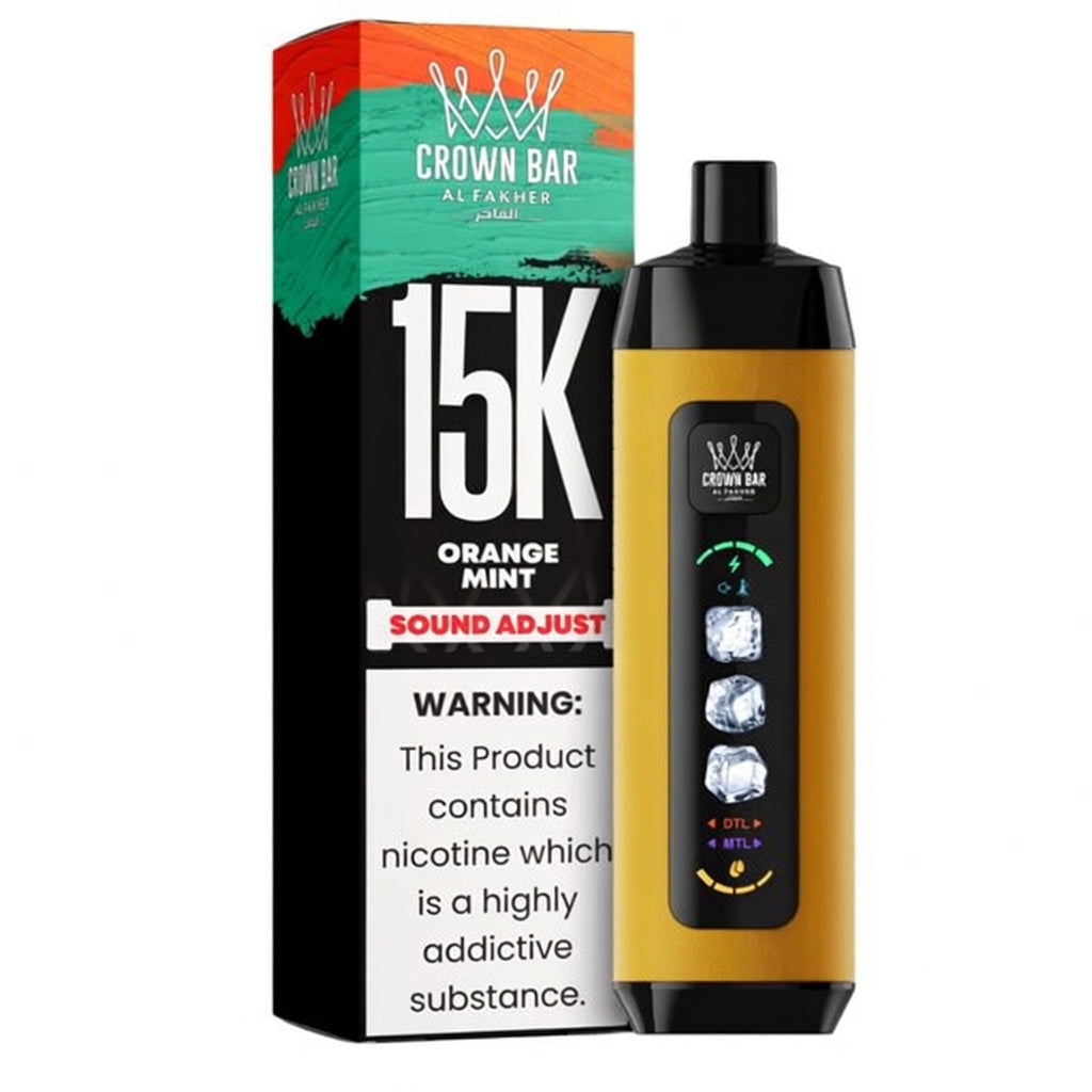 CROWN BAR AL FAKHAR ICE ADJUST ORANGE MINT 22ML 5% NIC RECHARGEABLE DISPOSABLE VAPE 5 COUNT BOX