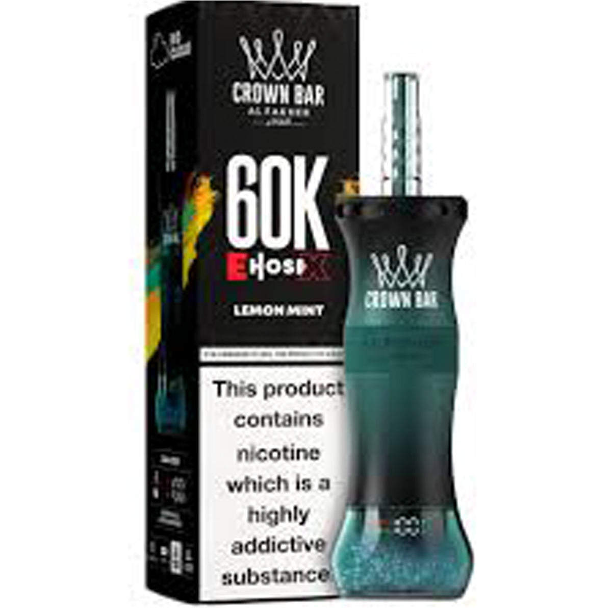 CROWN BAR AL FAKHER LEMON MINT E-HOSE X DISPOSABLE 60K PUFFS 5 COUNT BOX