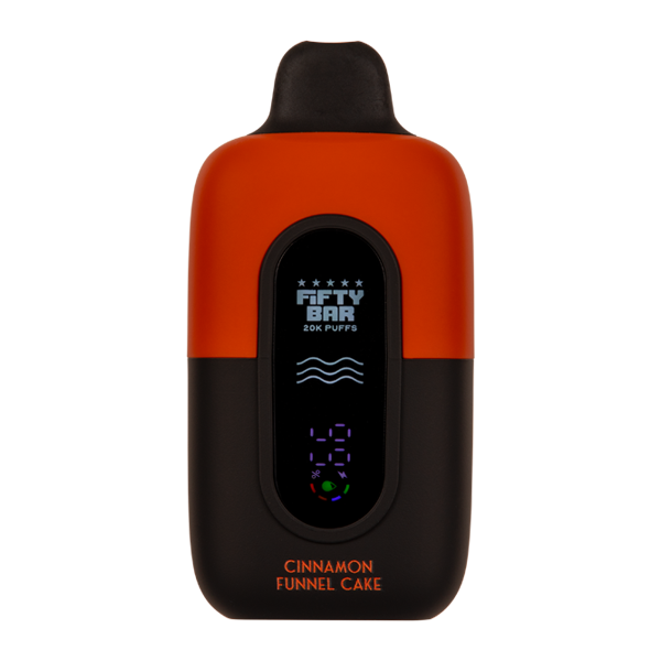 FIFTY BAR CINAMON FUNNEL CAKE 18ML 5% NIC RECHARGEABLE DISPOSABLE VAPE 20K PUFFS 5 COUNT BOX