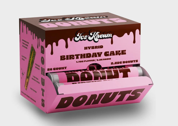 ICE KREAM POWDERED DONUT BIRTHDAY CAKE 2.5GM HYBRID THCA PRE ROLL 20 COUNT BOX