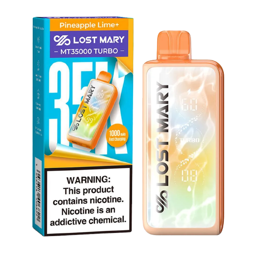 LOST MARY MT35K TURBO PINEAPPLE LIME+ 5% NIC RECHARGEABLE DISPOSABLE VAPE 35K PUFFS 5 COUNT BOX