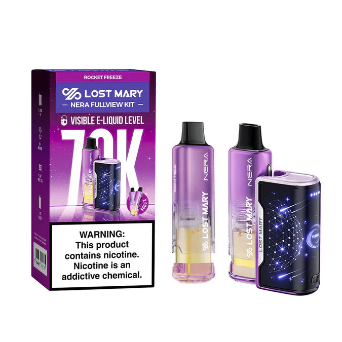 LOST MARY NERA FULLVIEW ROCKET FREEZE 24ML 5% NIC DISPOSABLE VAPE KIT 70K PUFFS 5 COUNT BOX
