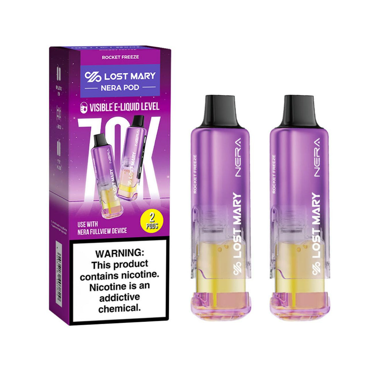 LOST MARY NERA FULLVIEW ROCKET FREEZE 24ML 5% NIC PACK OF 2 PRE-FILLED REPLACEMENT PODS 70K PUFFS 5 COUNT BOX