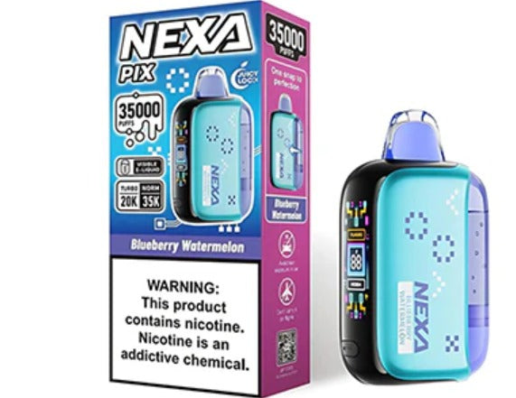 NEXA PIX BLUEBERRY WATERMELON 16ML E-LIQUID 5% NIC RECHARGEABLE DISPOSABLE VAPE 35K PUFFS 5 COUNT BOX