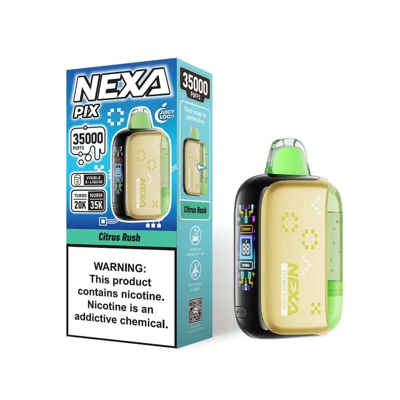 NEXA PIX CITRUS RUSH 16ML E-LIQUID 5% NIC RECHARGEABLE DISPOSABLE VAPE 35K PUFFS 5 COUNT BOX