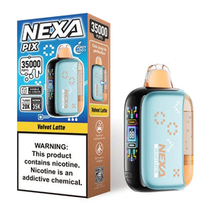 NEXA PIX VELVET LATTE 16ML E-LIQUID 5% NIC RECHARGEABLE DISPOSABLE VAPE 35K PUFFS 5 COUNT BOX