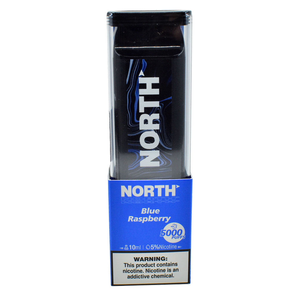 NORTH BLUE RASPBERRY 10ML 5% NIC RECHEARGEABLE DISPOIABLE VAPE 5000 PUFFS 10 COUNT BOX