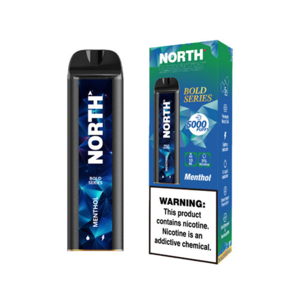 NORTH BOLD MENTHOL 10ML 5% NIC RECHEARGEABLE DISPOIABLE VAPE 5000 PUFFS