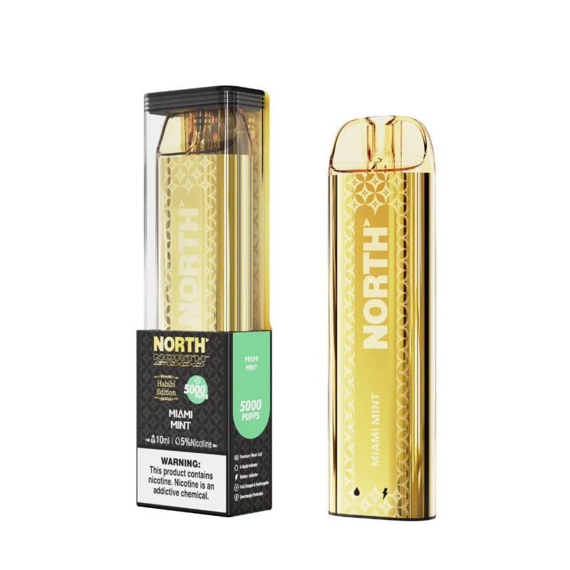 NORTH HABIBI EDITION MIAMI MINT 10ML 5% NIC RECHEARGEABLE DISPOIABLE VAPE 5000 PUFFS