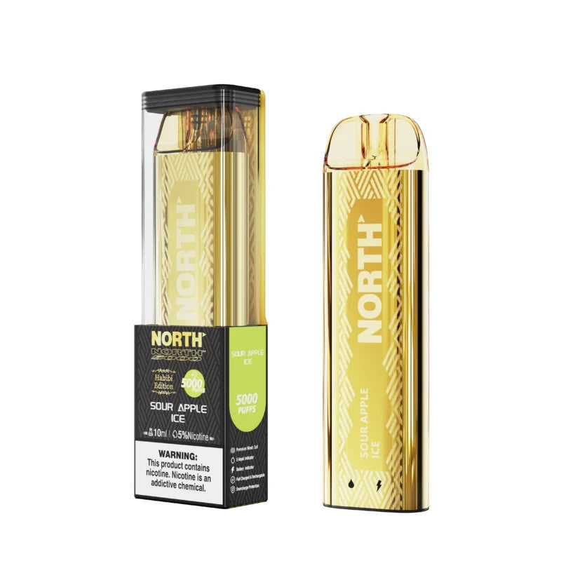 NORTH HABIBI EDITION SOUR APPLE ICE 10ML 5% NIC RECHEARGEABLE DISPOIABLE VAPE 5000 PUFFS