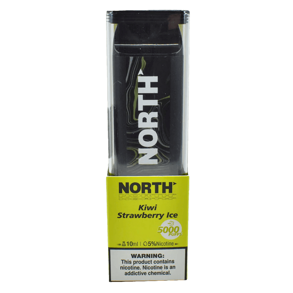 NORTH KIWI STRAWBERRY ICE 10ML 5% NIC RECHEARGEABLE DISPOIABLE VAPE 5000 PUFFS 10 COUNT BOX