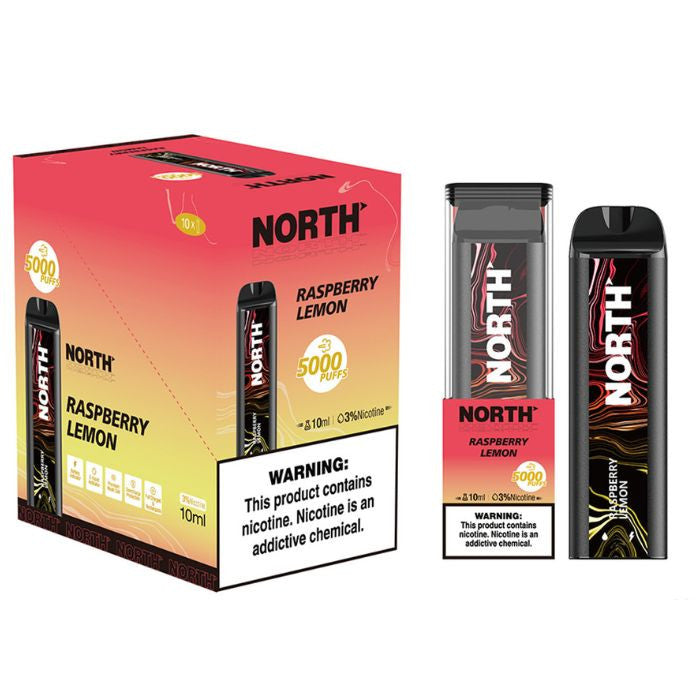 NORTH RASPBERRY LEMON 10ML 5% NIC RECHEARGEABLE DISPOIABLE VAPE 5000 PUFFS