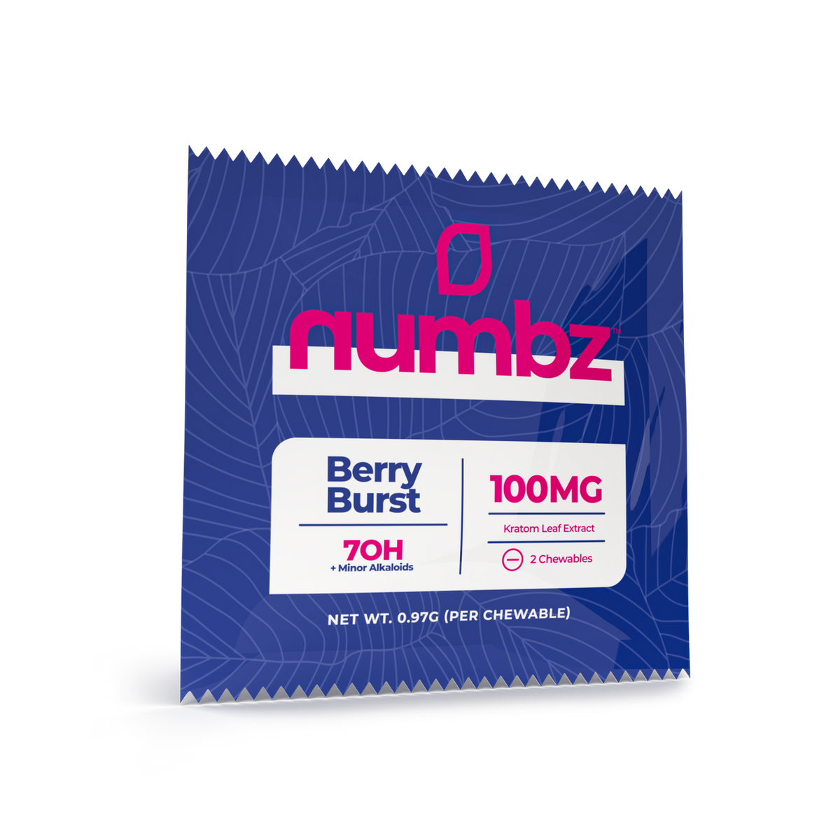 NUMBZ 7 MINOR ALKALOIDS HYDROXY BERRY BURST KRATOM LEAF EXTRACT 25MG 2 TABLETS 50MG 20 COUNT PACKS