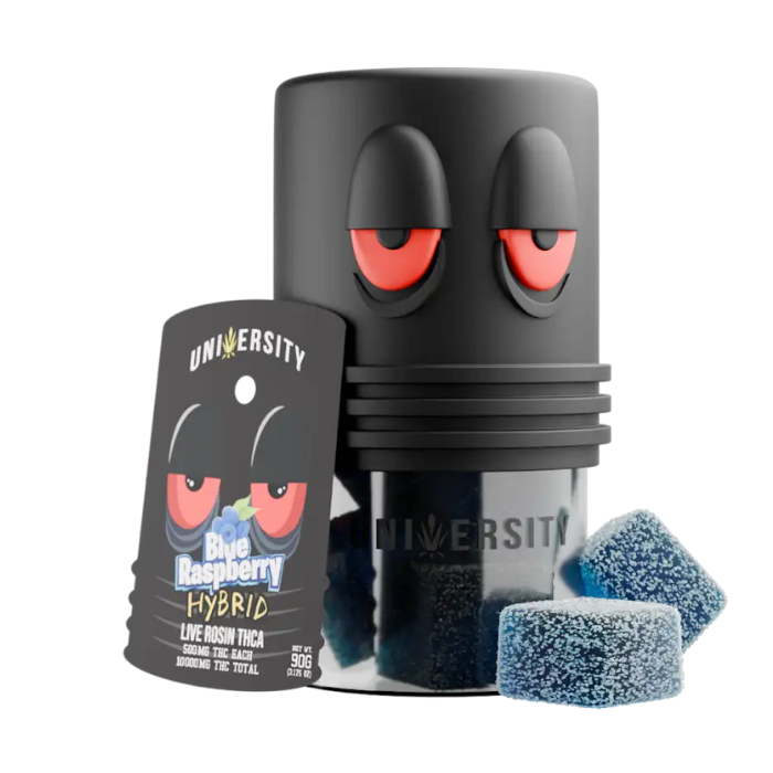 UNIVERSITY BLUE RASBERRY THCA HYBRID LIVE ROSIN GUMMIES 1000MG JAR