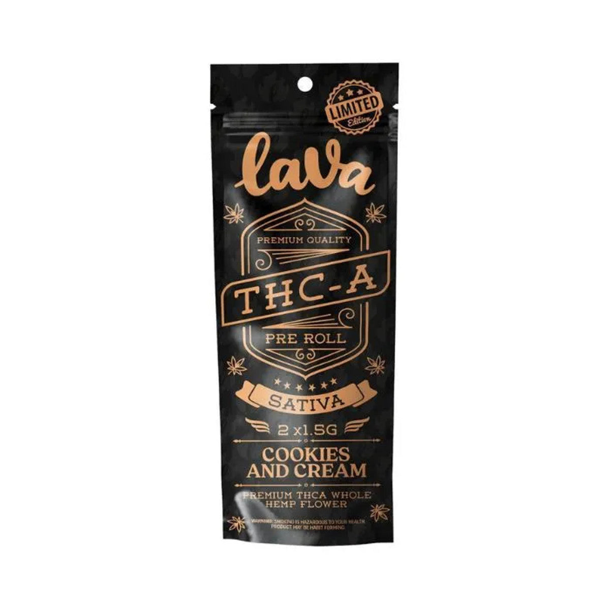 LAVA THCA PREMIUM QUALITY PRE ROLL 1.5GM 2CT-COOKIES & CREAM