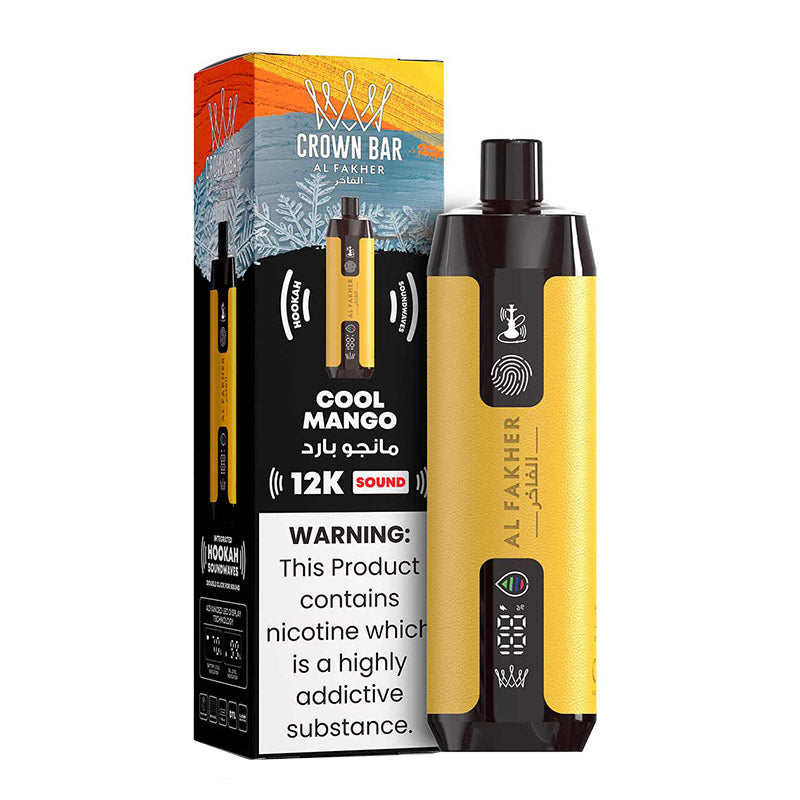 CROWN BAR AL FAKHER COOL MANGO 20ML E-LIQUID 5% NIC RECHARGEABLE DISPOSABLE VAPE 12K PUFFS