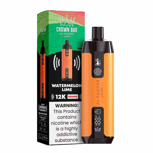 CROWN BAR AL FAKHER WATERMELON LIME 20ML E-LIQUID 5% NIC  RECHARGEABLE DISPOSABLE VAPE 12K PUFFS