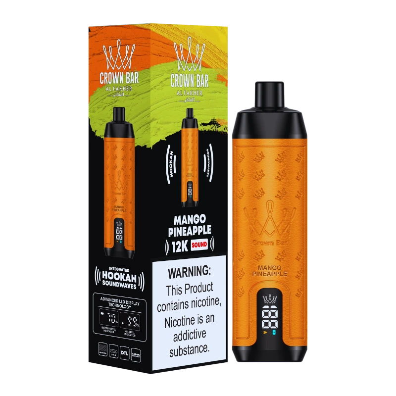 CROWN BAR AL FAKHER MANGO PINEAPPLE 20ML E-LIQUID 5% NIC RECHARGEABLE DISPOSABLE VAPE 12K PUFFS