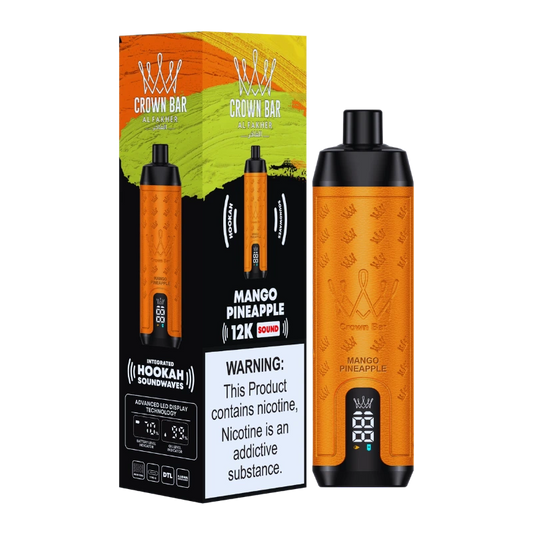 CROWN BAR AL FAKHER MANGO PINEAPPLE 20ML E-LIQUID 5% NIC RECHARGEABLE DISPOSABLE VAPE 12K PUFFS