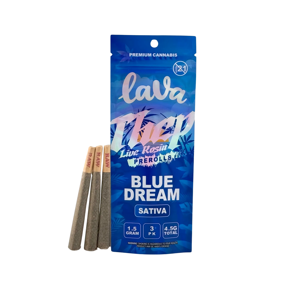 LAVA THCP LIVE ROSIN PREROLLS 1.5GM 3PK-BLUE DREAM (SATIVA)