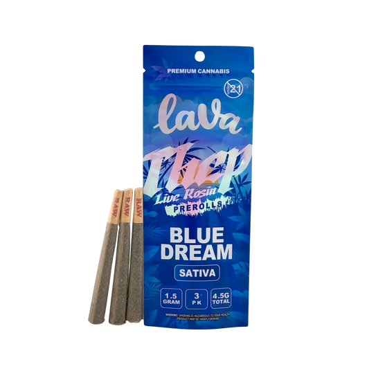 LAVA THCP LIVE ROSIN PREROLLS 1.5GM 3PK-BLUE DREAM (SATIVA)