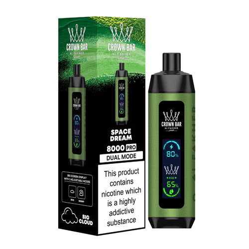 CROWN BAR AL FAKHAR CRYSTAL SPACE DREAM 18ML E-LIQUID 5% NIC RECHARGEABLE DISPOSABLE VAPE 8000 PUFFS 5 COUNT BOX