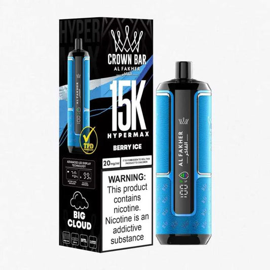 CROWN BAR AL FAKHAR HYPERMAX BERRY ICE 22ML 5% NIC RECHARGEABLE DISPOSABLE VAPE 5 COUNT BOX