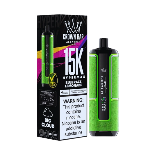 CROWN BAR AL FAKHAR HYPERMAX BLUE RAZZ LEMONADE 22ML 5% NIC RECHARGEABLE DISPOSABLE VAPE 5 COUNT BOX