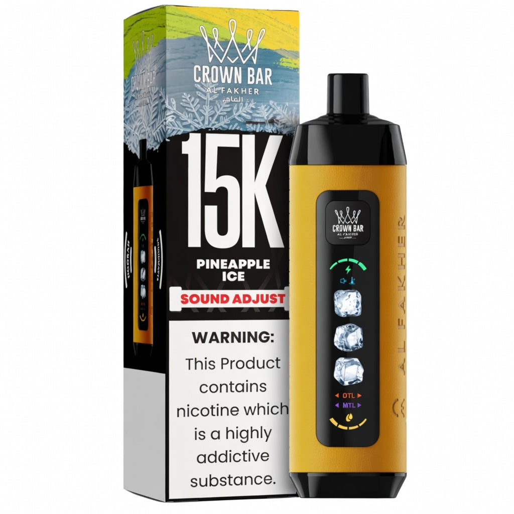 CROWN BAR AL FAKHAR ICE ADJUST PINEAPPLE ICE 22ML 5% NIC RECHARGEABLE DISPOSABLE VAPE 5 COUNT BOX