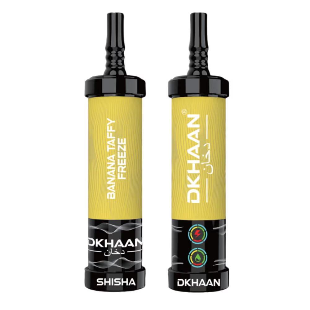 DKHAAN SHISHA BANANA TAFFY FREEZE 20ML E-LIQUID 5% NIC RECHARGEABLE DISPOSABLE VAPE 60K PUFFS 5 COUNT BOX