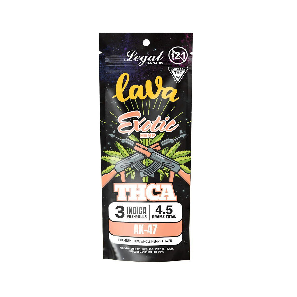 LAVA EXOTICS HHC 3CT PREROLLS 4.5GM-AK -47