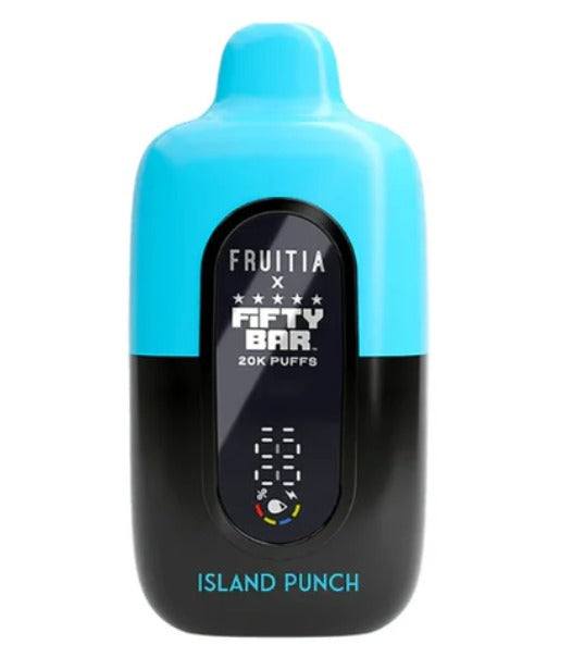 FRUITIA X FIFTY BAR ISLAND PUNCH 18ML 5% NIC RECHARGEABLE DISPOSABLE VAPE 20K PUFFS 5 COUNT BOX