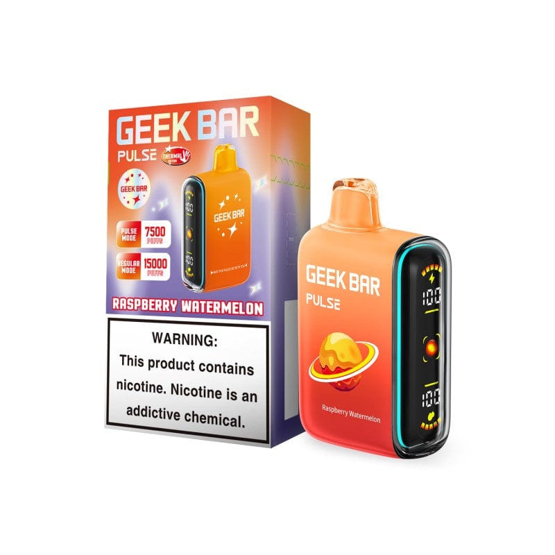 GEEK BAR PLUSE RASBERRY WATERMELON 16ML E-LIQUID 5% NIC RECHAREABLE DISPOSABLE VAPE 15K PUFFS 5 COUNT PACK