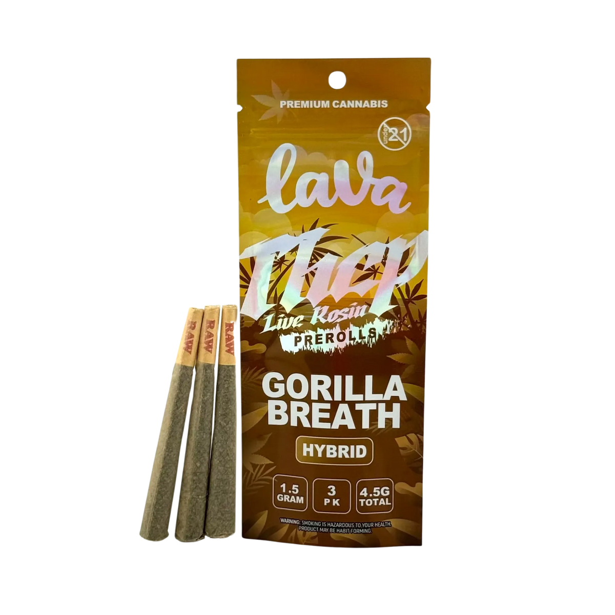 LAVA THCP LIVE ROSIN PREROLLS 1.5GM 3PK-GORILLA BREATH (HYBRID)