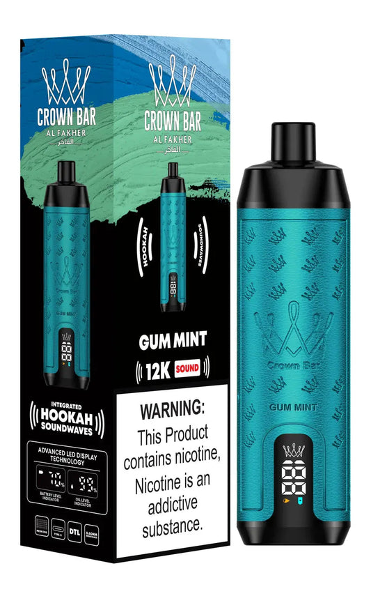 CROWN BAR AL FAKHER GUM MINT 20ML E-LIQUID 5% NIC RECHARGEABLE DISPOSABLE VAPE 12K PUFFS