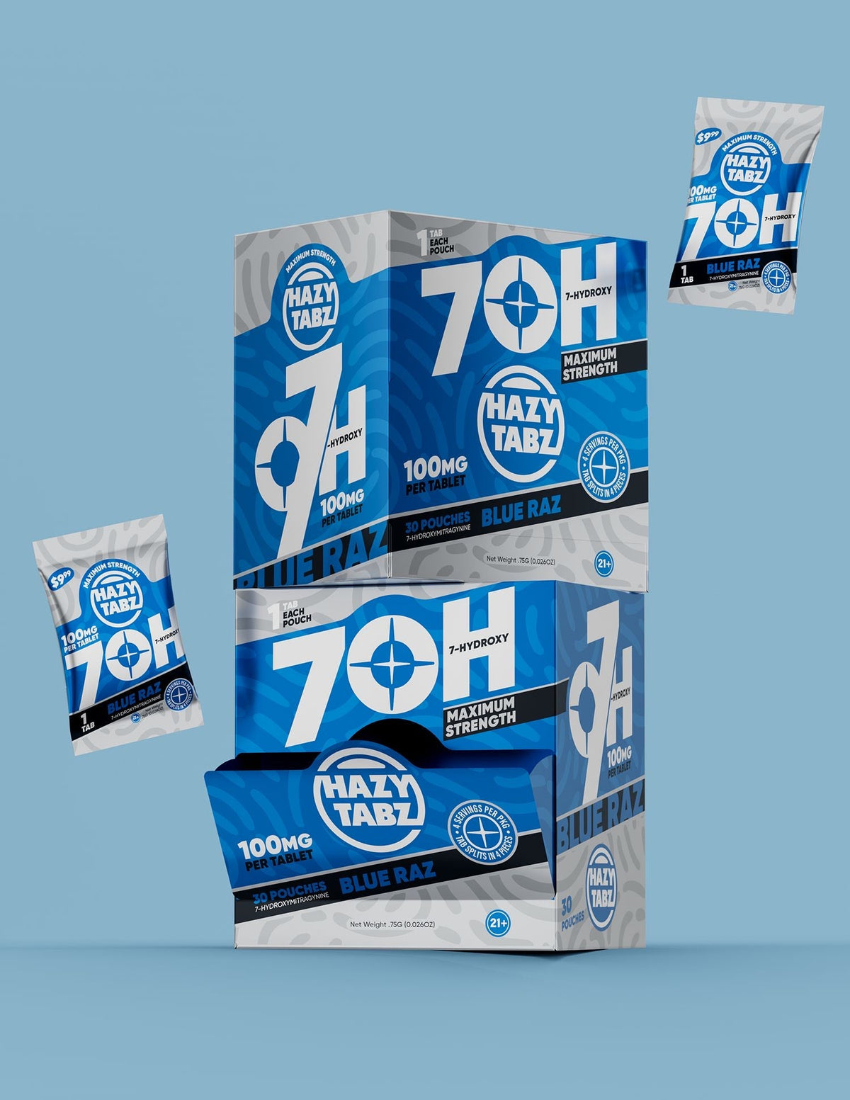 HAZY TABZ 7 HYDROXY BLUE RAZ 100MG PER TAB 30 COUNT BOX