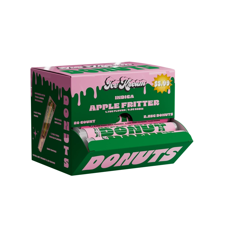 ICE KREAM POWDERED DONUT APPLE FRITTER 2.5GM INDICA THCA PRE ROLL 20 COUNT BOX