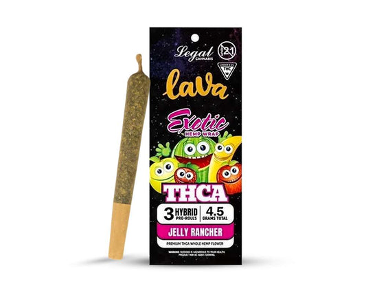 LAVA EXOTICS HHC 3CT PREROLLS 4.5GM-JELLY RANCHER