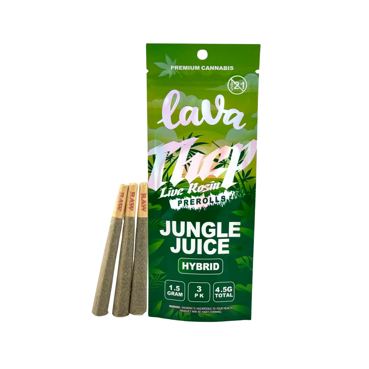 LAVA THCP LIVE ROSIN PREROLLS 1.5GM 3PK-JUNGLE JUICE (HYBRID)