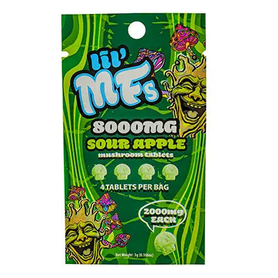 LIL MF'S SOUR APPLE MUSHROOM TABLETS 2000MG 4TABS EACH 10CT PACK