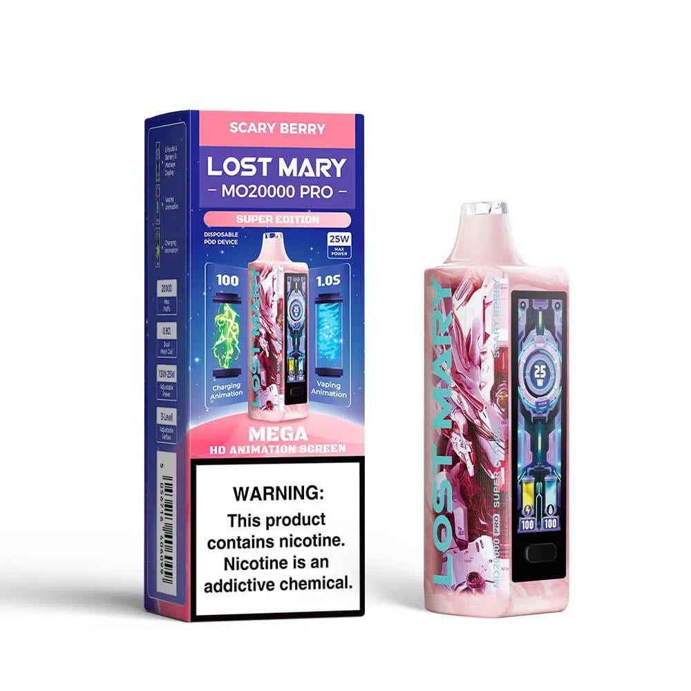 LOST MARY MO20000 PRO SCARY BERRY 18ML E-LIQUID 5% NIC RECHARGEABLE DISPOSABLE VAPE 20K PUFFS 5 COUNT BOX