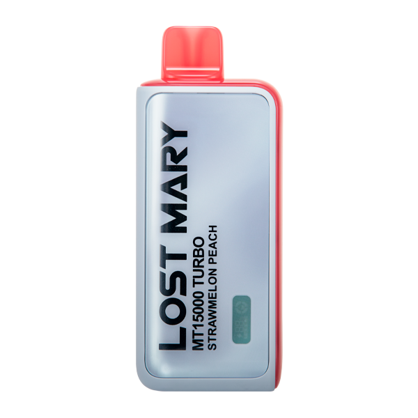 LOST MARY MT15000 TURBO STRAWMELON PEACH 16 ML E-LIQUID 5% NIC RECHARGEABLE DISPOSABLE VAPE 15K PUFFS 5 COUNT BOX