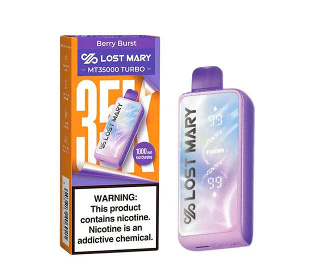 LOST MARY MT35K TURBO BERRY BURST 5% NIC RECHARGEABLE DISPOSABLE VAPE 35K PUFFS 5 COUNT BOX
