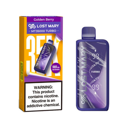 LOST MARY MT35K TURBO GOLDEN BERRY 5% NIC RECHARGEABLE DISPOSABLE VAPE 35K PUFFS 5 COUNT BOX