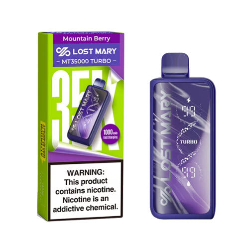 LOST MARY MT35K TURBO MOUNTAIN BERRY 5% NIC RECHARGEABLE DISPOSABLE VAPE 35K PUFFS 5 COUNT BOX