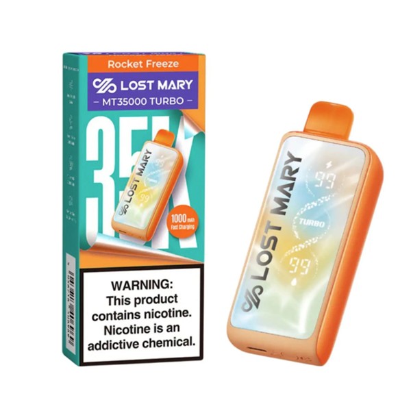 LOST MARY MT35K TURBO ROCKET FREEZE 5% NIC RECHARGEABLE DISPOSABLE VAPE 35K PUFFS 5 COUNT BOX