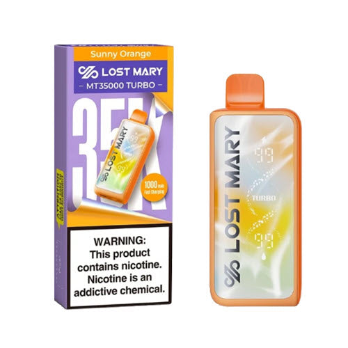 LOST MARY MT35K TURBO SUNNY ORANGE 5% NIC RECHARGEABLE DISPOSABLE VAPE 35K PUFFS 5 COUNT BOX